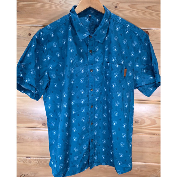 Toppling Goliath Brewing Co Beer Button Shirt Men XL T REX Dinosaur AOP - Picture 1 of 8